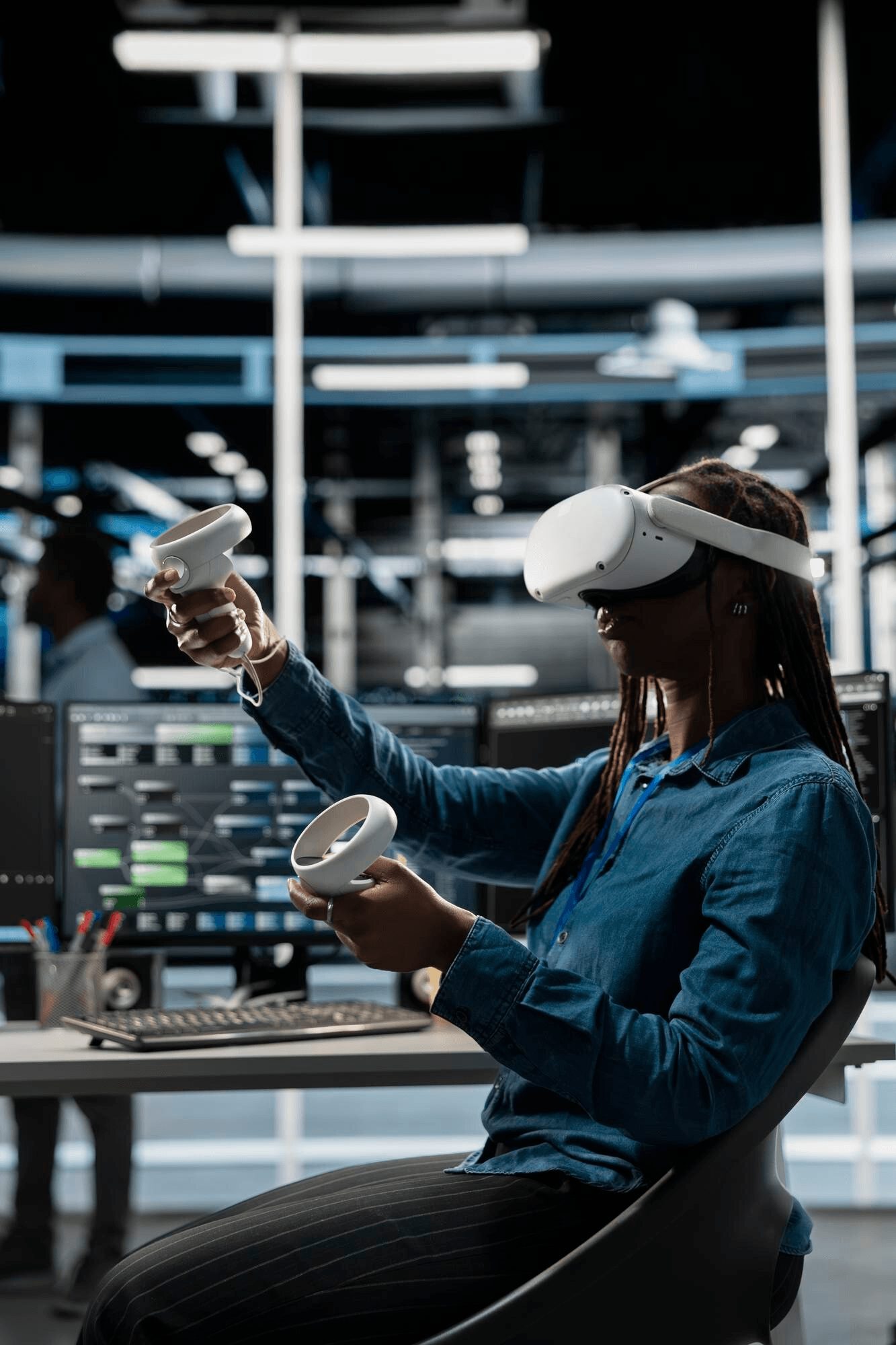 VR user in office